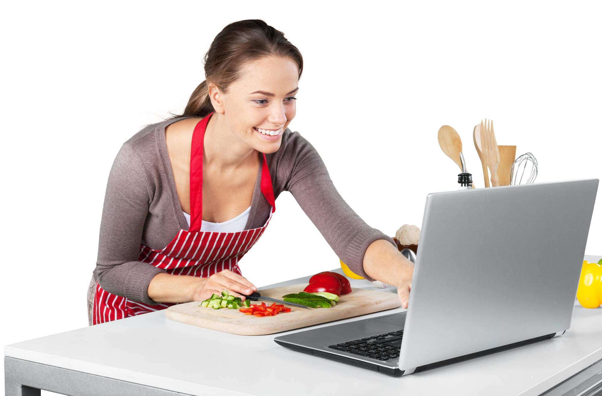 Student watching live cooking lesson